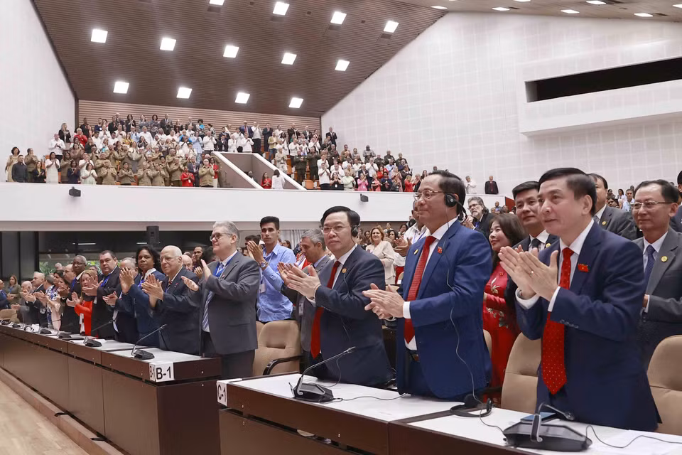 Đại biểu Việt Nam dự phiên họp đặc biệt của Quốc hội Cuba. (Ảnh: Doãn Tấn/TTXVN)