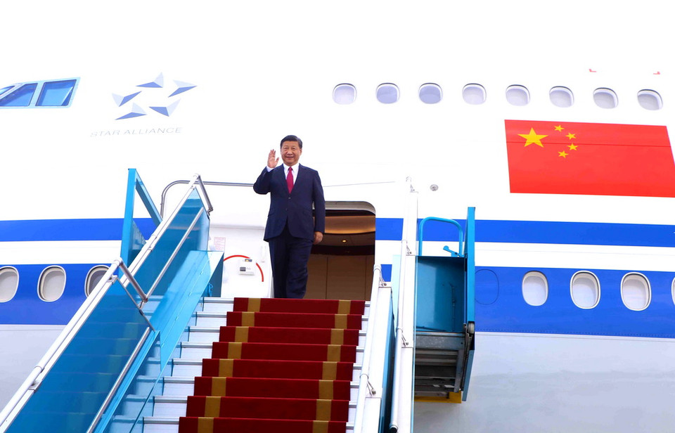 Chủ tịch Trung Quốc Tập Cận Bình tại sân bay Đà Nẵng trưa 10/11/2017. (Nguồn: TTXVN)