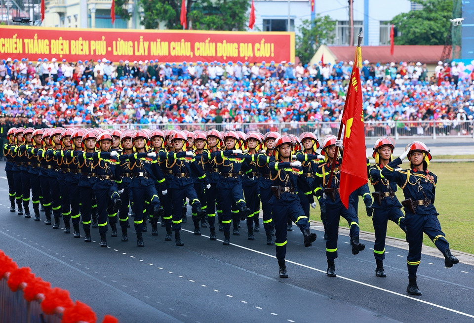 Khối Cảnh sát Phòng cháy, Chữa cháy và Cứu hộ Cứu nạn. (Ảnh: Dương Giang/TTXVN)