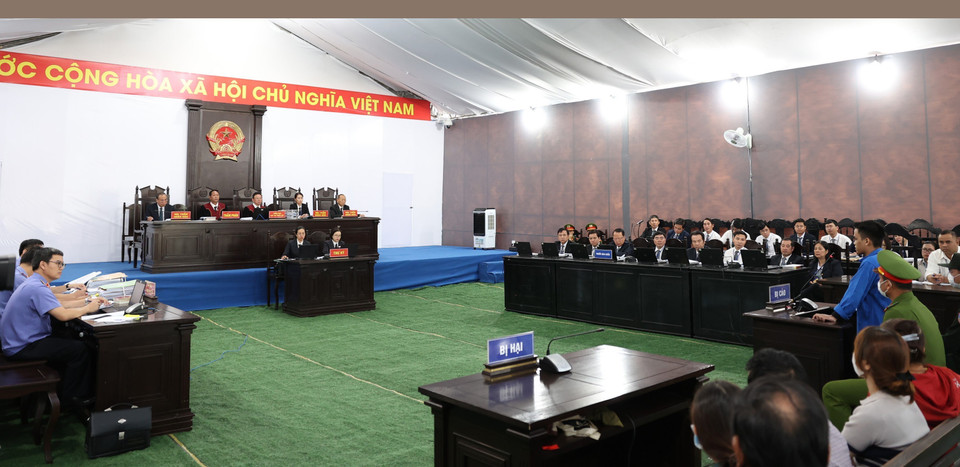 Quang cảnh phiên tòa. (Ảnh: TTXVN)