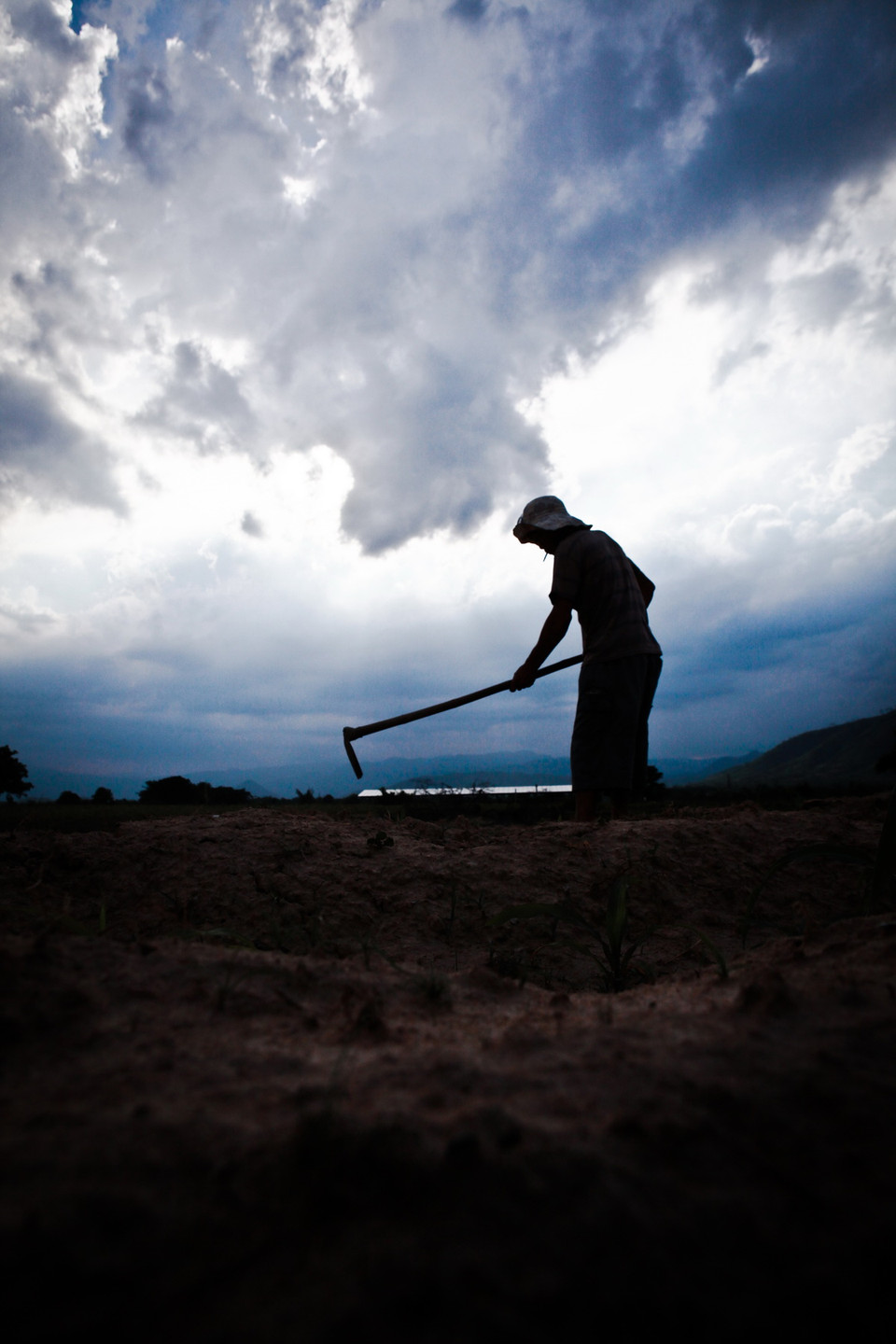 Người nông dân mỏi mòn chờ mưa trên những thửa ruộng khô cằn ở xã Phước Chính, huyện Bác Ái. (Ảnh: Trọng Đạt/TTXVN)