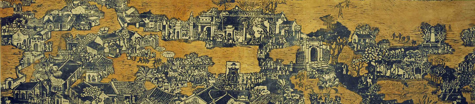 Tác phẩm 'Làng Nhị Khê quê ngoại Nguyễn Trãi' được giải A – Đồ họa toàn quốc 1975 - 1985. (Ảnh: Doãn Đức/Vietnam+)