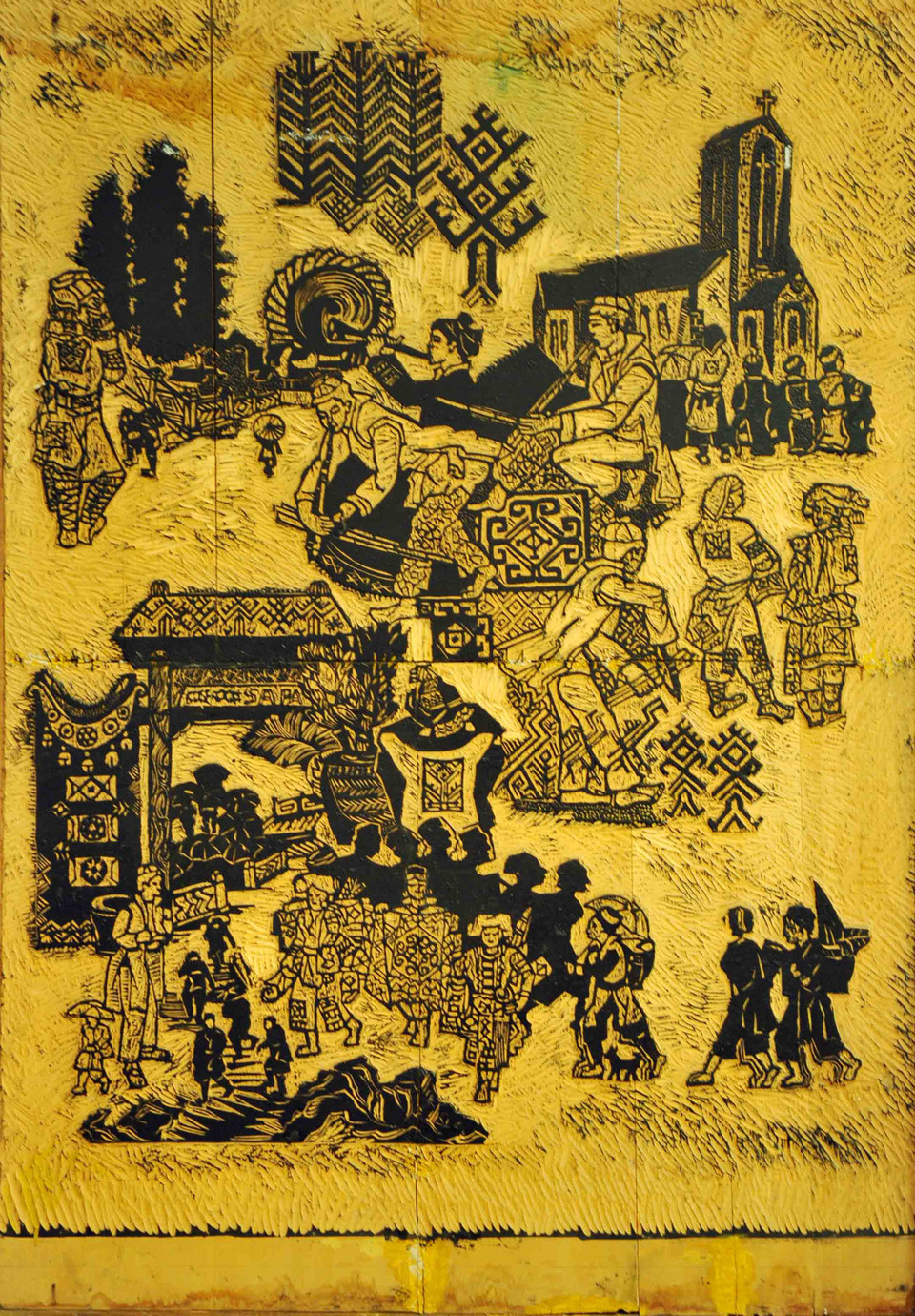 Mộc bản 'Hãy lên Sapa - Ấn tượng sơn cước'. (Ảnh: Doãn Đức/Vietnam+)