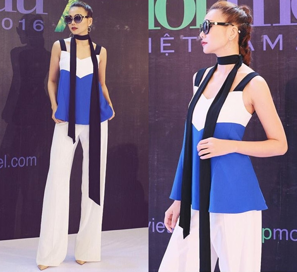 Chỉ với khăn quàng bản mảnh (skinny scarf) giá chưa tới 500.000VND của Zara, Thanh Hằng đã khiến bộ cánh hàng hiệu trở nên sành điệu và thú vị hơn nhiều.