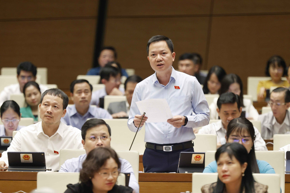 Đại biểu Quốc hội tỉnh Đồng Nai Trịnh Xuân An đặt câu hỏi chất vấn. (Ảnh: Doãn Tấn/TTXVN)