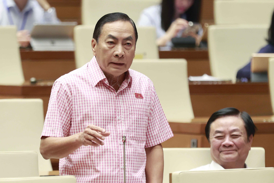 Đại biểu Quốc hội tỉnh Đồng Tháp Phạm Văn Hoà tranh luận. (Ảnh: Doãn Tấn/TTXVN)