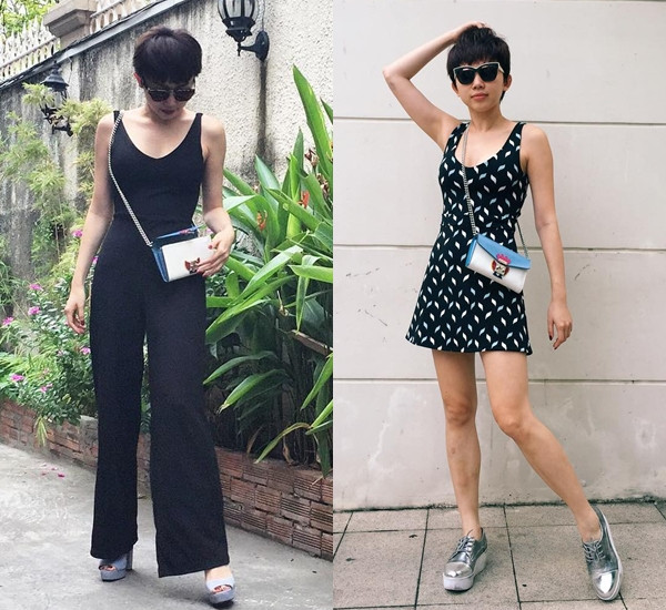 Tóc Tiên luôn lựa chọn phụ kiện là chiếc túi Louis Vuitton làm điểm nhấn cho trang phục của mình. Được biết, thiết kế '2 trong 1' (dùng như ví hoặc túi đeo) thuộc dòng Tribal Mask này có giá 1.990USD (khoảng 45 triệu đồng).