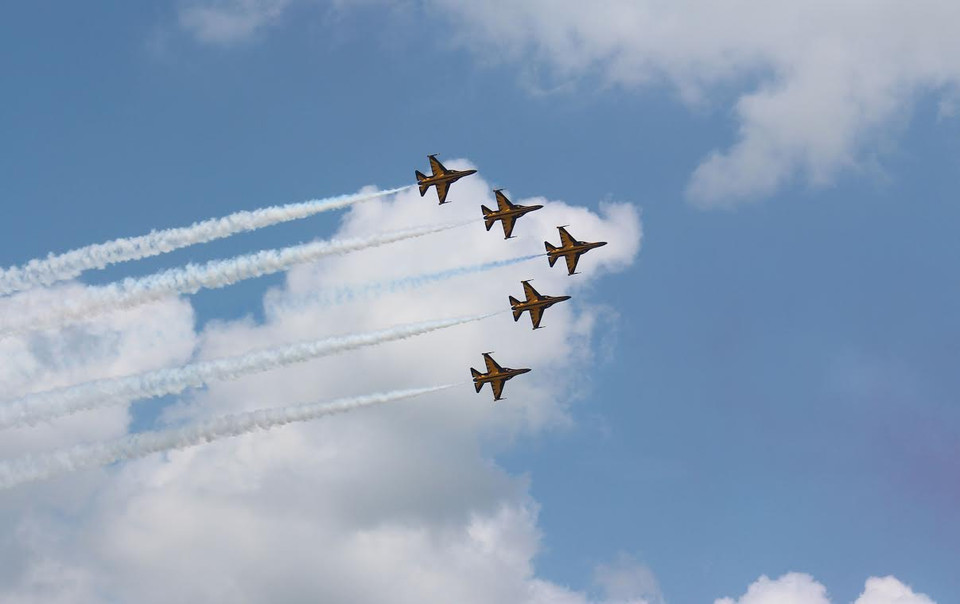 Pha bay xếp hình đẹp mắt của đội bay Hàn Quốc trong ngày khai mạc Singapore Air Show 2016. (Ảnh: Lê Hải-Mỹ Bình/Vietnam+)