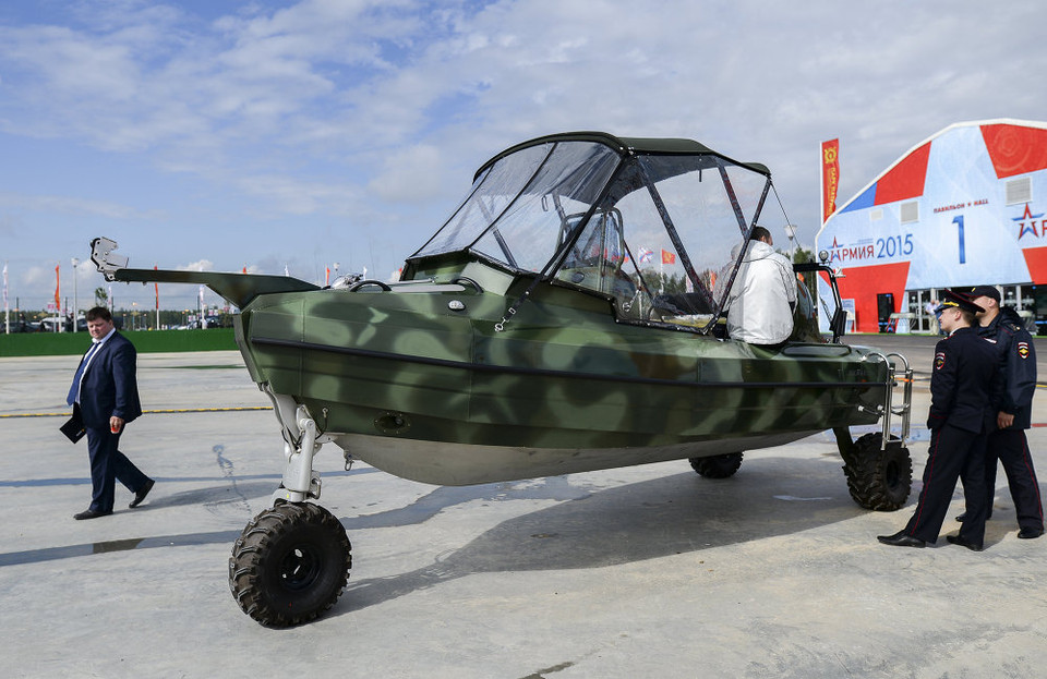 Thủy phi cơ Sealegs được trưng bày ở triển lãm. (Nguồn: Sputniknews)