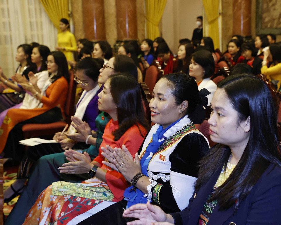 Các nữ đại biểu tham dự buổi gặp mặt. (Ảnh: Thống Nhất/TTXVN)