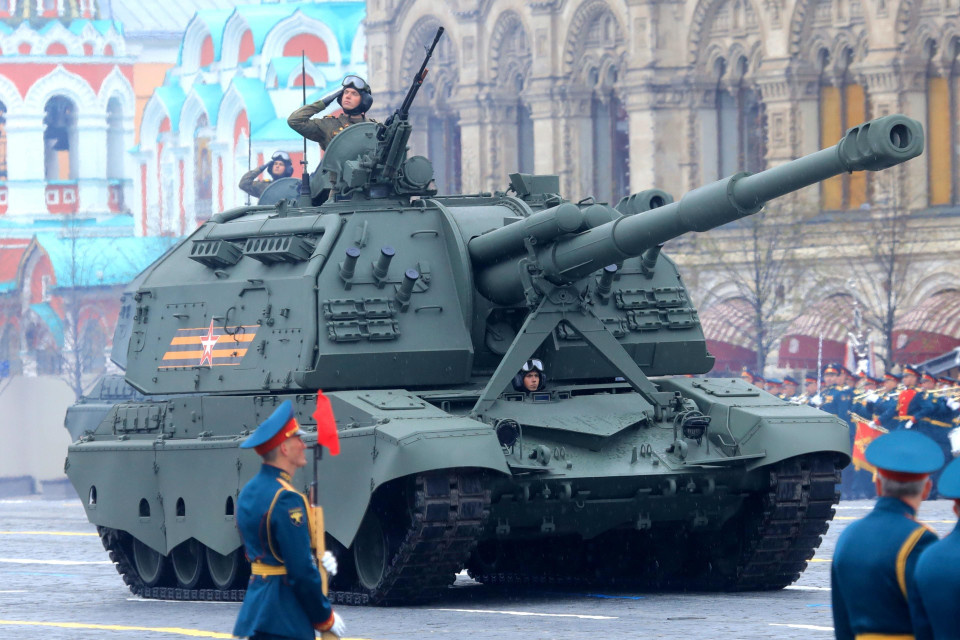 Pháo tự hành Msta-S là một trong những phương tiện chiến đấu uy lực của quân đội Nga. (Ảnh: Trần Hiếu/TTXVN)