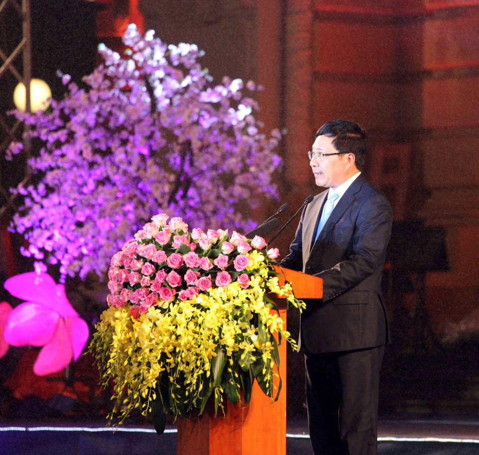 Phó Thủ tướng - Bộ trưởng Ngoại giao Phạm Bình Minh phát biểu tại chương trình. (Ảnh: Doãn Đức/Vietnam+)