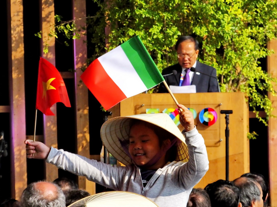 Biểu hiện của tình hữu nghị Việt Nam-Italy. (Ảnh: Quang Thanh/Vietnam+)
