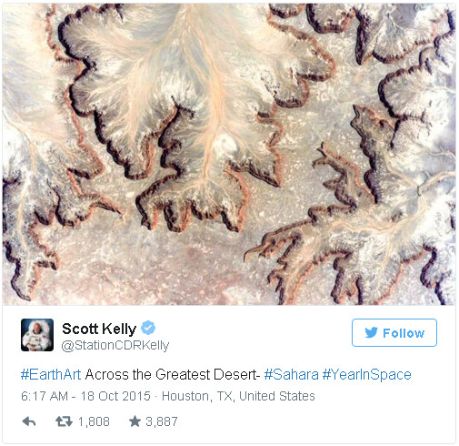 Từ ngoài vũ trụ, sa mạc Sahara trông giống như những chiếc lá. (nguồn: RT)