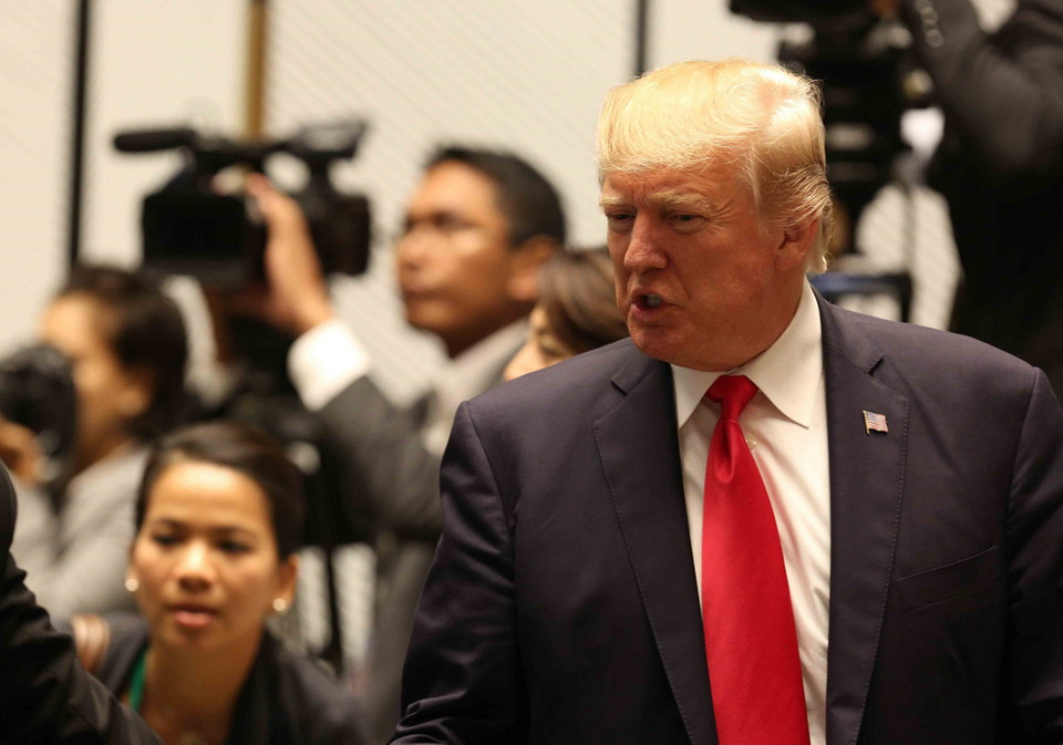 Tổng thống Hoa Kỳ Donald Trump đến tham dự phiên họp. (Nguồn: TTXVN)