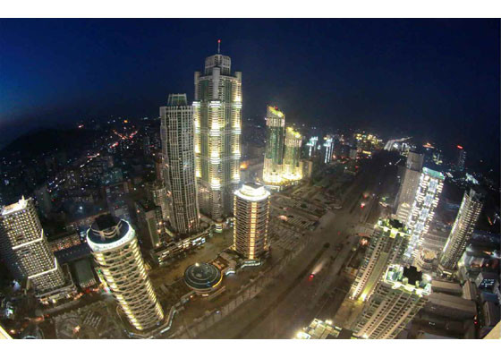 Phố Ryomyong khi lên đèn. (Nguồn: rodong.rep.kp)