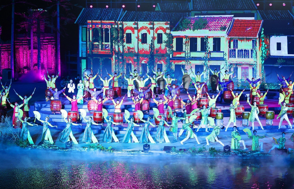 Chương trình nghệ thuật tại Lễ khai mạc Năm Du lịch quốc gia 2022, tối 26/3 tại thành phố Hội An. (Ảnh: Dương Giang/TTXVN)