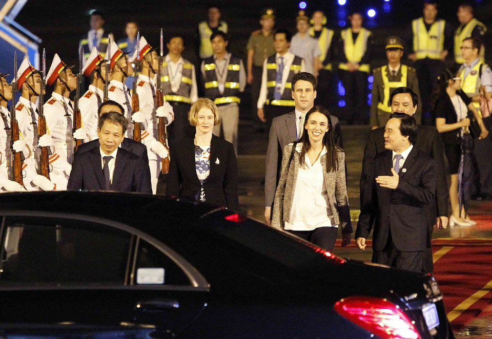 Quang cảnh lễ đón Đoàn lãnh đạo Cấp cao nền kinh tế New Zealand. (Nguồn: TTXVN)