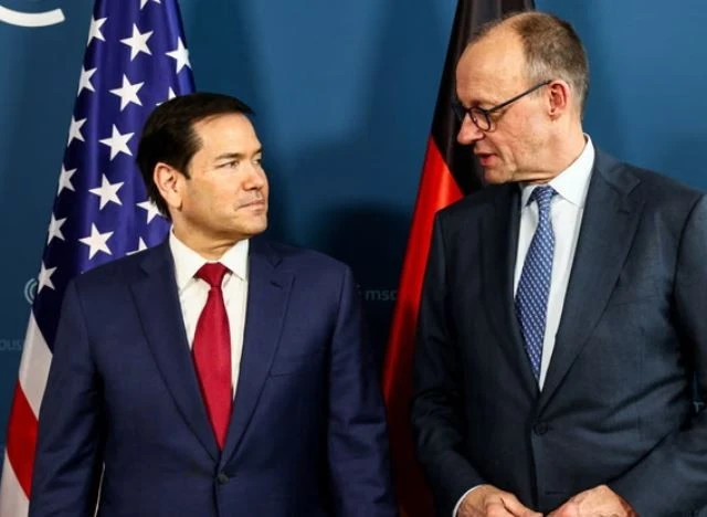 Ngoại trưởng Mỹ Marco Rubio (trái) và Thủ tướng Đức Friedrich Merz tại Hội nghị An ninh Munich. (Nguồn: AFP/Getty Images)