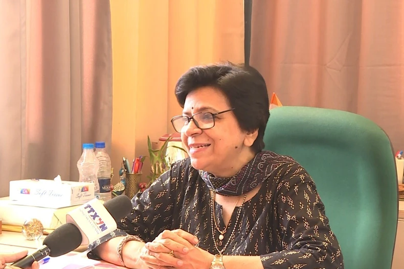 Giáo sư Archana Upadhyay trả lời phỏng vấn của phóng viên TTXVN tại New Delhi. (Ảnh: Ngọc Thúy/TTXVN)