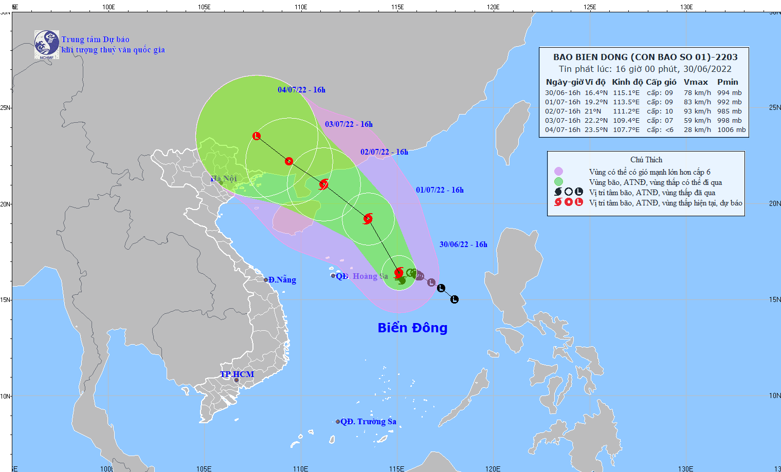 Sơ đồ đường đi của cơn bão. (Nguồn: nchmf.gov.vn) Bão số 1 di chuyển theo hướng Bắc Tây Bắc và khả năng mạnh thêm ảnh 1