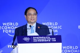 Thủ tướng Phạm Minh Chính phát biểu tại Phiên thảo luận “Thế kỷ của châu Á có đang gặp thách thức?”. (Ảnh: Dương Giang/TTXVN)