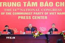 Tổng Bí thư Tô Lâm chủ trì họp báo công bố kết quả Đại hội XIV của Đảng. (Ảnh: TTXVN)