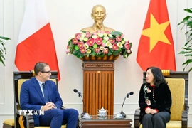 Thứ trưởng Bộ Ngoại giao Lê Thị Thu Hằng tiếp Thứ trưởng Thường trực Bộ Ngoại giao và Du lịch Malta. (Ảnh: TTXVN phát)