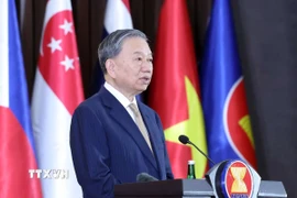 Tổng Bí thư Tô Lâm phát biểu tại Lễ kỷ niệm 30 năm Việt Nam gia nhập ASEAN ở Thủ đô Jakarta, Indonesia, ngày 10/3/2025. (Ảnh: Thống Nhất/TTXVN)
