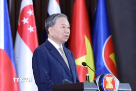Tổng Bí thư Tô Lâm phát biểu tại Lễ kỷ niệm 30 năm Việt Nam gia nhập ASEAN ở Thủ đô Jakarta, Indonesia, ngày 10/3/2025. (Ảnh: Thống Nhất/TTXVN)