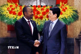 Chủ tịch nước Lương Cường tiếp Thủ tướng Cộng hòa Dân chủ Liên bang Ethiopia Abiy Ahmed Ali. (Ảnh: Lâm Khánh/TTXVN)