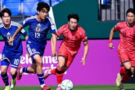 U23 Nhật Bản (áo xanh) đã vượt qua U23 Hàn Quốc để giành vé chung kết U23 châu Á 2026. (Nguồn: AFC)