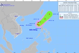 Hướng di chuyển của bão. (Nguồn: Trung tâm Dự báo Khí tượng Thủy văn Quốc gia)