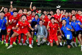 Niềm vui của thành viên U23 Việt Nam sau chiến thắng. (Nguồn: AFC)