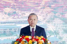 Tổng Bí thư Tô Lâm phát biểu tại buổi lễ. (Ảnh: Thống Nhất/TTXVN)