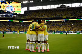 Brazil thẳng tiến vòng knock-out World Cup 2026 với tư cách nhất bảng C. (Ảnh: AFP/TTXVN)