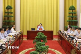 Chủ tịch nước Lương Cường chủ trì làm việc với Văn phòng Chủ tịch nước về công tác tháng 8/2025 và nhiệm vụ trọng tâm công tác tháng 9/2025. (Ảnh: Lâm Khánh/TTXVN)