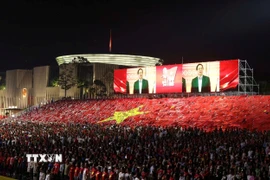 Lễ chào cờ tại Sơ duyệt cấp Nhà nước Lễ kỷ niệm, diễu binh, diễu hành 80 năm Cách mạng Tháng Tám thành công và Quốc khánh nước CHXHCN Việt Nam 2/9. (Ảnh: Quốc Khánh/TTXVN)