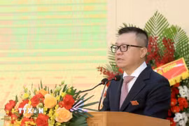 Đồng chí Lê Quốc Minh, Ủy viên Ban chấp hành Trung ương Đảng, Phó Trưởng Ban Tuyên giáo và Dân vận Trung ương, Bí thư Đảng ủy, Tổng Biên tập Báo Nhân dân, Chủ tịch Hội Nhà báo Việt Nam phát biểu. (Ảnh: Tuấn Anh/TTXVN)