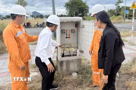 Một tủ điện hạ thế tại Khu đô thị Nam Tuy Hòa (phường Phú Yên, tỉnh Đắk Lắk) bị lấy cắp vật tư, thiết bị điện dù đang được vận hành cung cấp điện cho người dân. (Ảnh: Tường Quân/TTXVN)