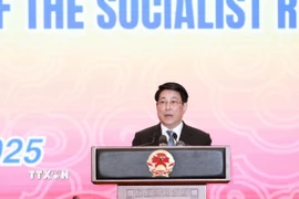 Chủ tịch nước Lương Cường phát biểu chào mừng. (Ảnh: Lâm Khánh/TTXVN)