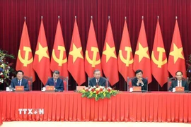 Tổng Bí thư Tô Lâm tiếp Trưởng đoàn chính đảng các nước dự Lễ kỷ niệm 80 năm Cách mạng Tháng Tám và Quốc khánh 2/9. (Ảnh: Thống Nhất/TTXVN)