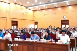 Hội nghị hiệp thương lần thứ hai bầu danh sách người ứng cử đại biểu Quốc hội và đại biểu Hội đồng nhân dân tỉnh An Giang. (Ảnh: Văn Sỹ/TTXVN)