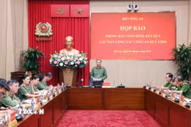 Họp báo thông báo tình hình, kết quả các mặt công tác Công an quý 1/2026. (Ảnh: Phạm Kiên/TTXVN)