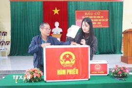 Cử tri Hà Tĩnh đi bầu cử. (Ảnh: Hoàng Ngà/TTXVN)