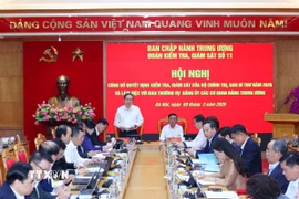 Chủ tịch Quốc hội Trần Thanh Mẫn, Trưởng đoàn Kiểm tra, giám sát phát biểu tại hội nghị. (Ảnh: Phương Hoa/TTXVN)