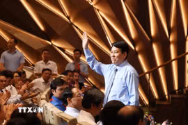 Chủ tịch nước Lương Cường dự Lễ tuyên dương Cháu ngoan Bác Hồ toàn quốc lần thứ X, năm 2025. (Ảnh: Lâm Khánh/TTXVN)