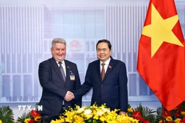Chủ tịch Quốc hội Trần Thanh Mẫn tiếp Phó Chủ tịch Hạ viện Cộng hòa Belarus Ipatau Vadzim. (Ảnh: Doãn Tấn/TTXVN)