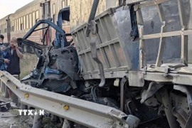 Hiện trường vụ tai nạn. (Ảnh: TTXVN phát)