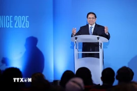 Thủ tướng Phạm Minh Chính phát biểu tại sự kiện thượng đỉnh về đồng bằng châu thổ thế giới. (Ảnh: Dương Giang/TTXVN)